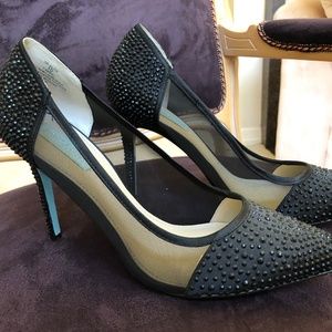 Betsey Johnson Black Jewel Mesh Pumps
